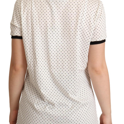 Dolce & Gabbana White Dotted Crewneck Cotton T-shirt