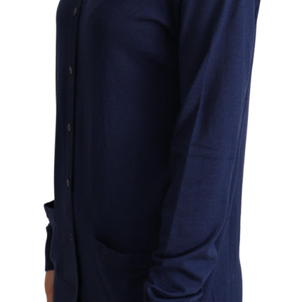 Dolce & Gabbana Blue Virgin Wool Button Down Cardigan Sweater