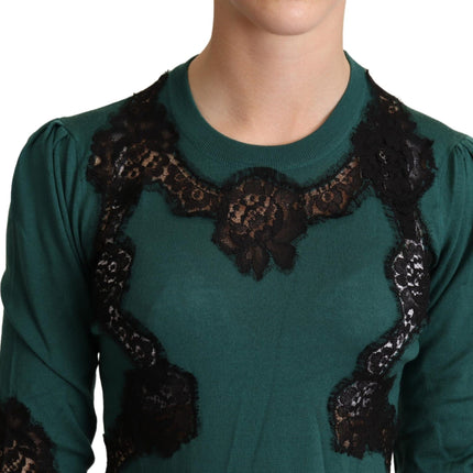 Dolce & Gabbana Green Wool Crewneck Sweater