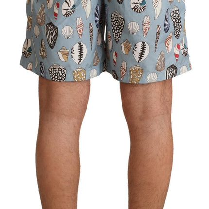 Dolce & Gabbana Blue Seashell Beachwear Swimwear Shorts
