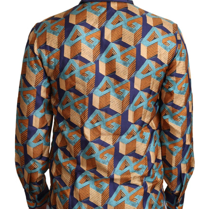 Dolce & Gabbana Multicolor DG Logo Silk Mens Top Shirt