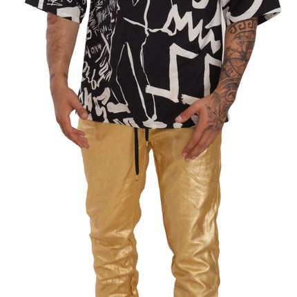Dolce & Gabbana Gold Pig Of The Year Cotton Trousers Pants