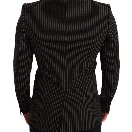 Dolce & Gabbana Black White Striped Slim Fit Coat Blazer
