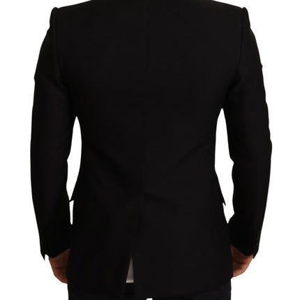 Dolce & Gabbana Black Wool Slim Fit Coat Blazer Jacket