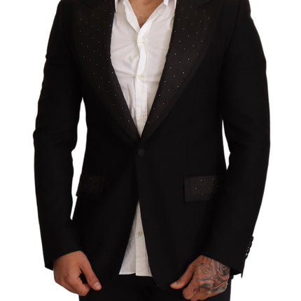 Dolce & Gabbana Black Wool Slim Fit Coat Blazer Jacket