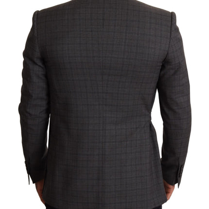 Dolce & Gabbana Gray Check Wool Slim Fit Blazer Jacket