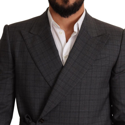 Dolce & Gabbana Gray Check Wool Slim Fit Blazer Jacket