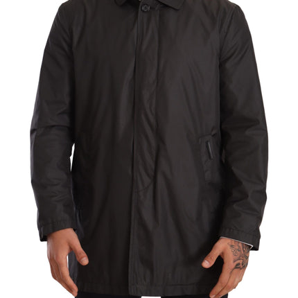 Dolce & Gabbana Black Polyester Mens Trench Coat Jacket
