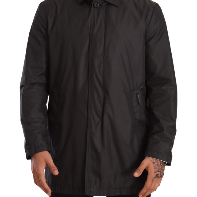 Dolce & Gabbana Black Polyester Mens Trench Coat Jacket