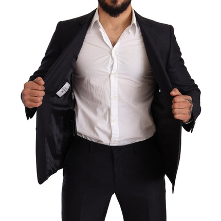 Dolce & Gabbana Blue Pattern MARTINI SLIM FIT 2 Piece Suit