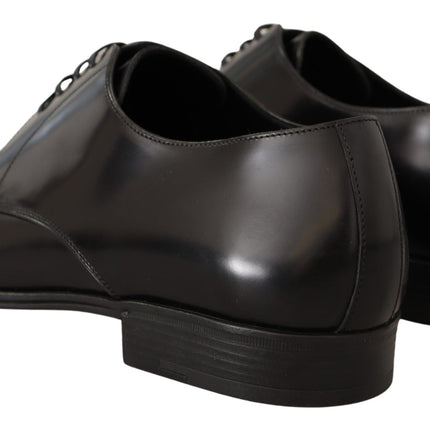 Dolce & Gabbana Black Leather Lace Up Men Dress Derby Shoes