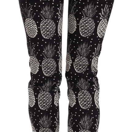 Dolce & Gabbana Black Pineapple Print Skinny Capri Pants
