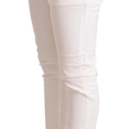 CYCLE White Mid Waist Slim Fit Skinny Cotton Stretch Trouser