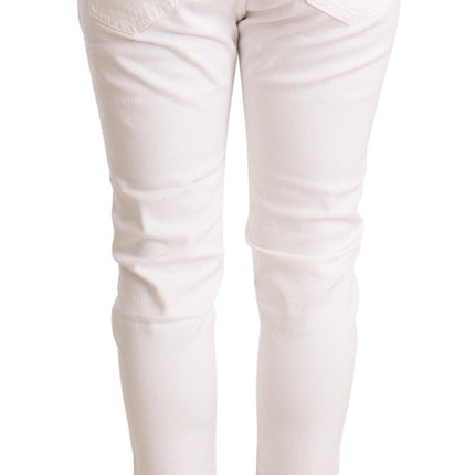 CYCLE White Mid Waist Slim Fit Skinny Cotton Stretch Trouser