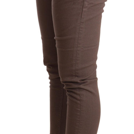 CYCLE Brown Mid Waist Cropped Skinny Stretch Trouser