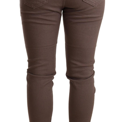 CYCLE Brown Mid Waist Cropped Skinny Stretch Trouser