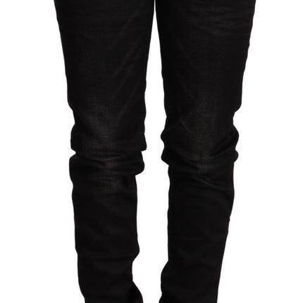 Acht Black Low Waist Skinny Denim Cotton Trouser