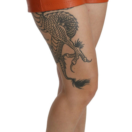 Dolce & Gabbana Orange Leather High Waist Hot Pants Shorts