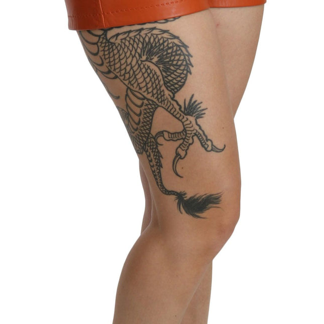 Dolce & Gabbana Orange Leather High Waist Hot Pants Shorts