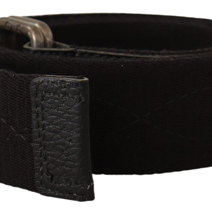 Costume National Black Cotton Ducati Metal Buckle Belt