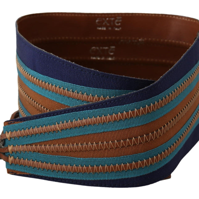 Exte Brown Leather Wide Waistband Tie Fastening Belt