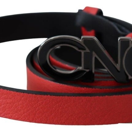 Costume National Red Reversible Leather Logo Belt