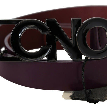 Costume National Brown Leather Large Logo Letter Buckle Belt