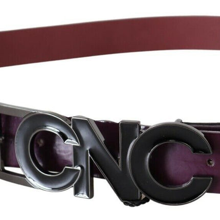 Costume National Brown Leather Large Logo Letter Buckle Belt