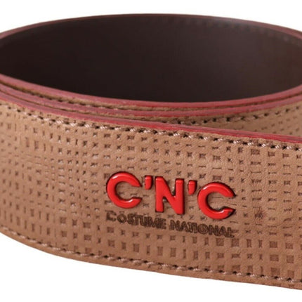 Costume National White Leather Logo Fashion Waist Belt