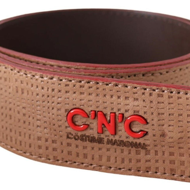 Costume National White Leather Logo Fashion Waist Belt