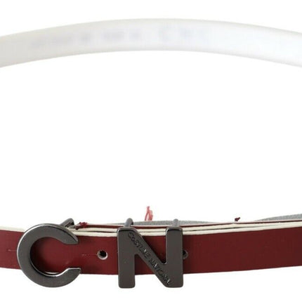 Costume National Maroon Leather Logo Skinny Fashion