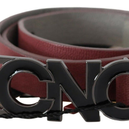 Costume National Maroon Skinny Leather Logo Fashion Belt
