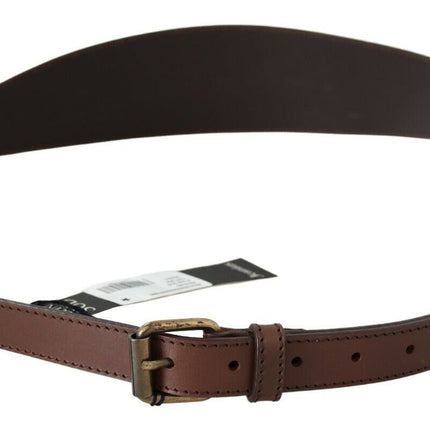 PLEIN SUD Brown Genuine Leather Rustic Metal Buckle Belt