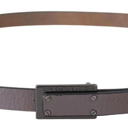 Costume National Brown Leather Tactical Logo Screw Buckle Belt