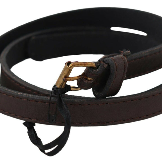 MILA SCHÖN Brown Genuine Leather Skinny Fashion Dark