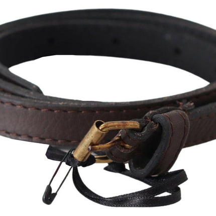 MILA SCHÖN Brown Genuine Leather Skinny Fashion Dark