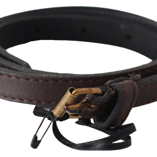 MILA SCHÖN Brown Genuine Leather Skinny Fashion Dark