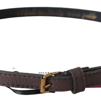 MILA SCHÖN Brown Genuine Leather Skinny Fashion Dark