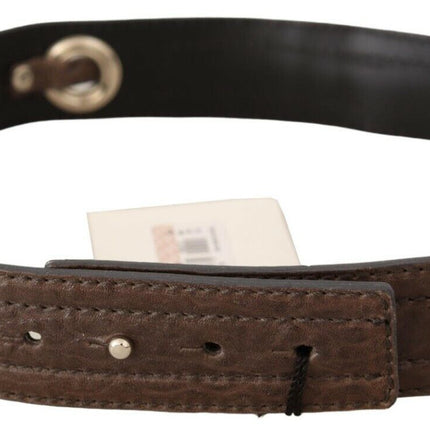 Costume National Brown Leather Silver Fastening Belt
