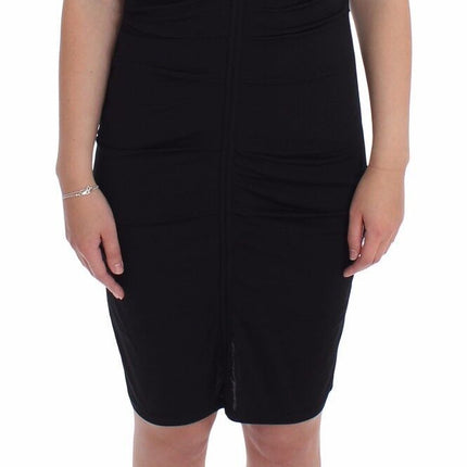 Roccobarocco Black Stretch Wiggle Pencil Sheath Bodycon Dress