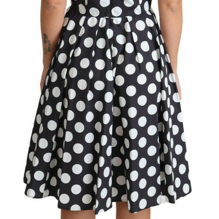 Dolce & Gabbana Black Polka Dotted Cotton A-Line Dress