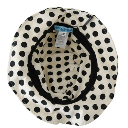 Dolce & Gabbana White 100% Cotton Polka Dot Design Trilby Hat