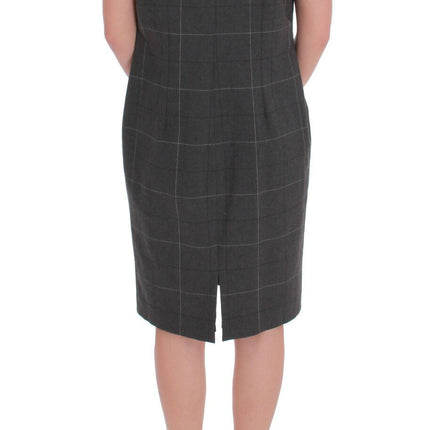 BENCIVENGA Gray Checkered Cotton Blazer Dress Set Suit