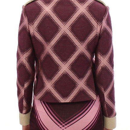 House of Holland Check Trench Coat Blazer Purple Jacket
