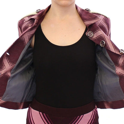 House of Holland Check Trench Coat Blazer Purple Jacket