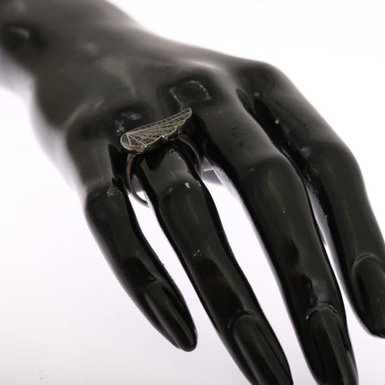 Nialaya Silver Womens Black CZ Rhodium 925 Ring