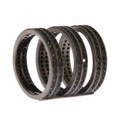 Nialaya Black CZ Rhodium 925 Silver Ring