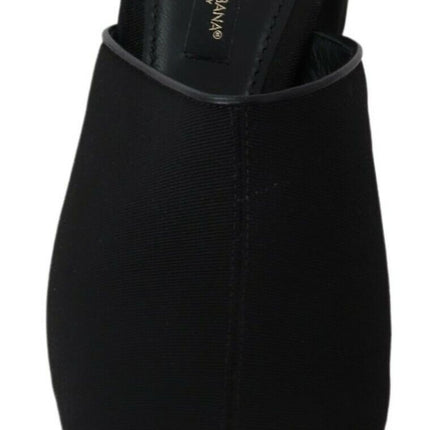 Dolce & Gabbana Black Grosgrain Slides Sandals Women Shoes