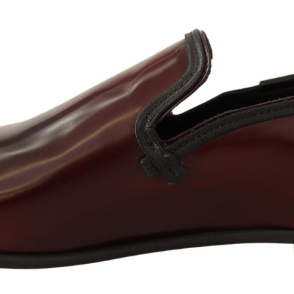 Dolce & Gabbana Bordeaux Patent Leather Dress Loafers Shoes