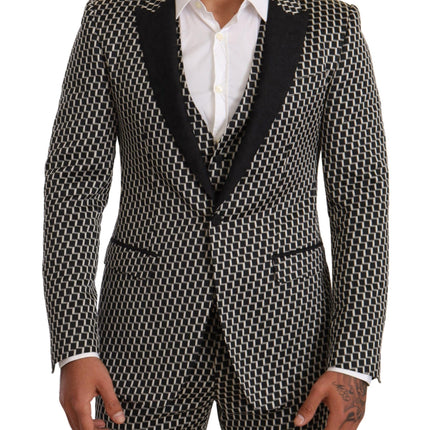 Dolce & Gabbana Black White Check 3 Piece Set MARTINI Suit